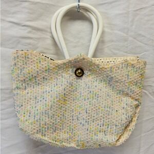 Lumured Handbag Women Small White Multi Beaded Vintage 1950s Interchangeable Bag
